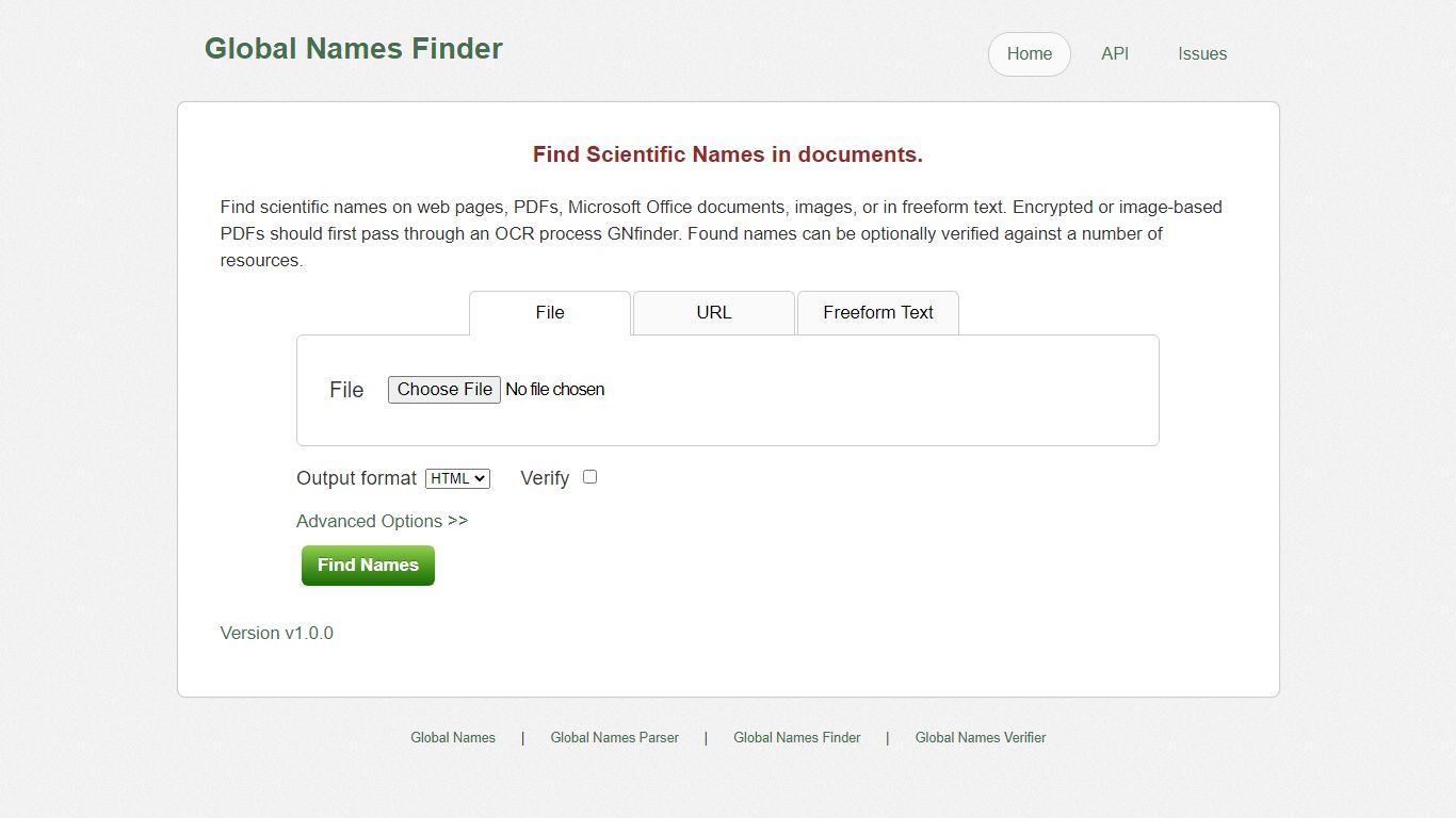 Global Names Finder